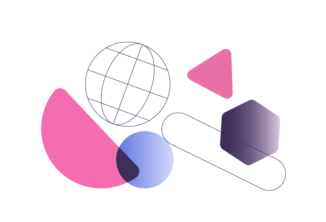 Abstract illustration featuring an ensemble of colourful geometric shapes.